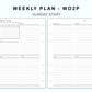 Personal Wide Inserts - Weekly Plan - WO2P - with Calendar