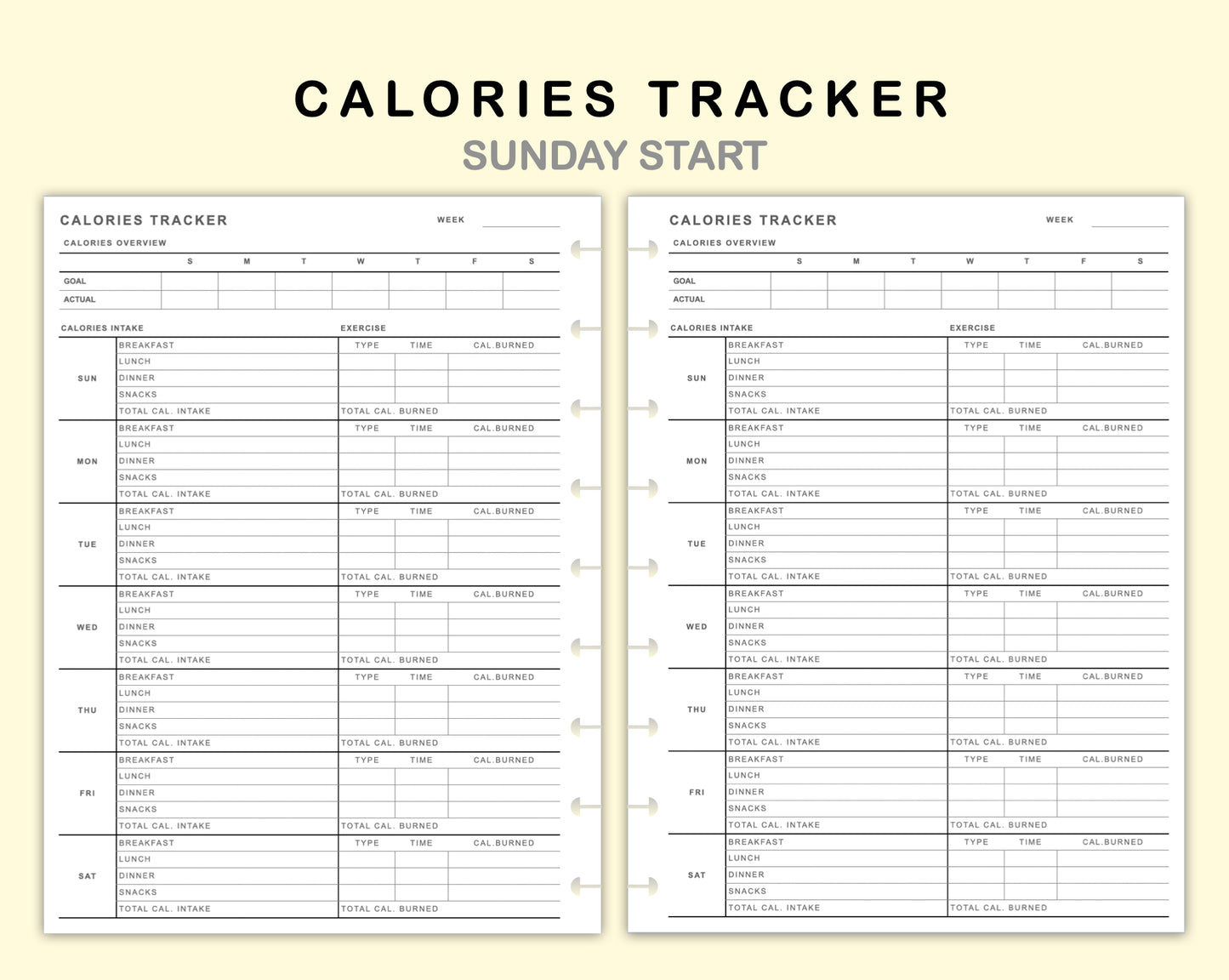 Classic HP Inserts - Calories Tracker