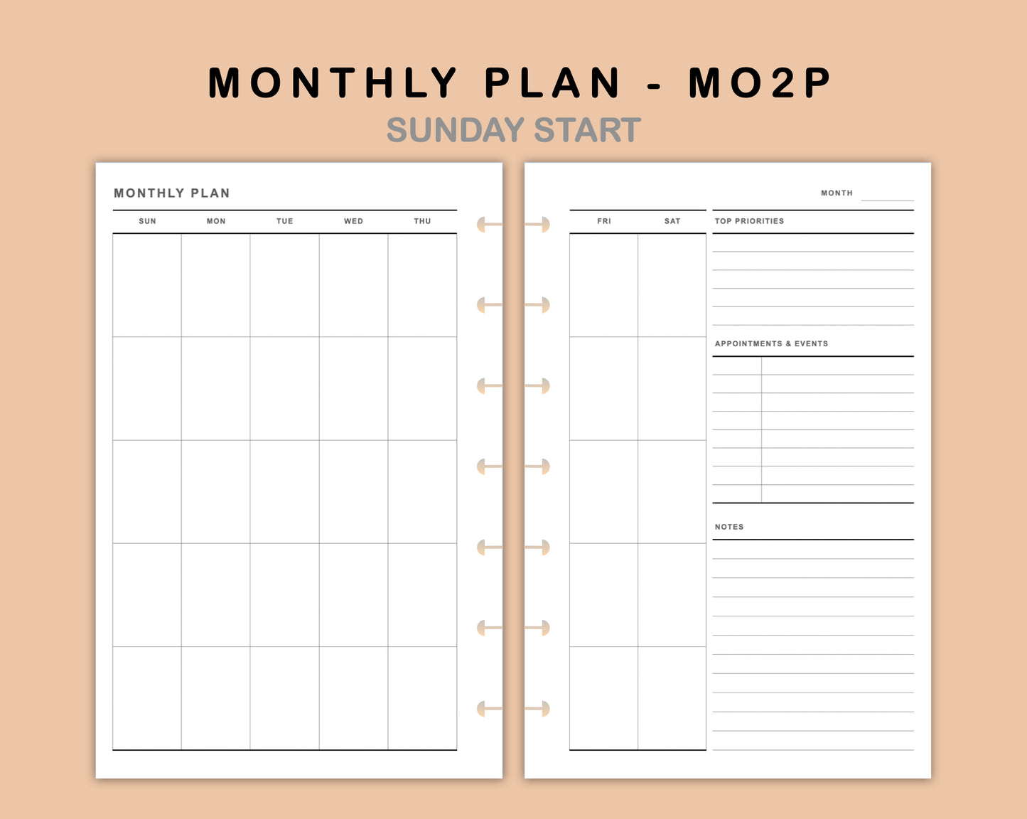 Mini Happy Planner Inserts - Monthly Plan - MO2P - with Top Priority